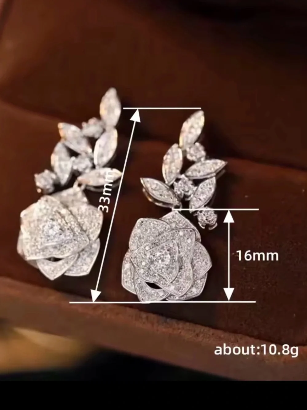 Elegant Silver Floral Drop Earrings with Crystal Accents
